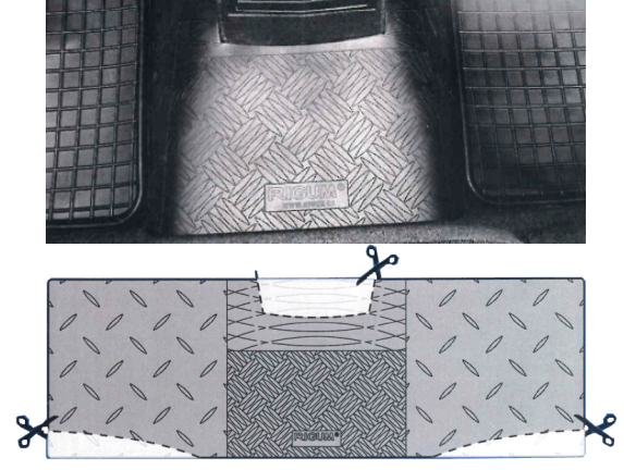 Gummifu�matte zur Abdeckung des Mitteltunnels